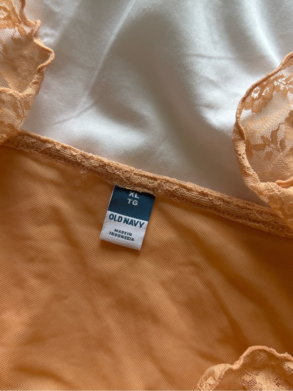 Old Navy Peach Lace Tie-Front Cropped Cami Tank Bow Ruffle Lace XL NEW - Picture 5 of 8